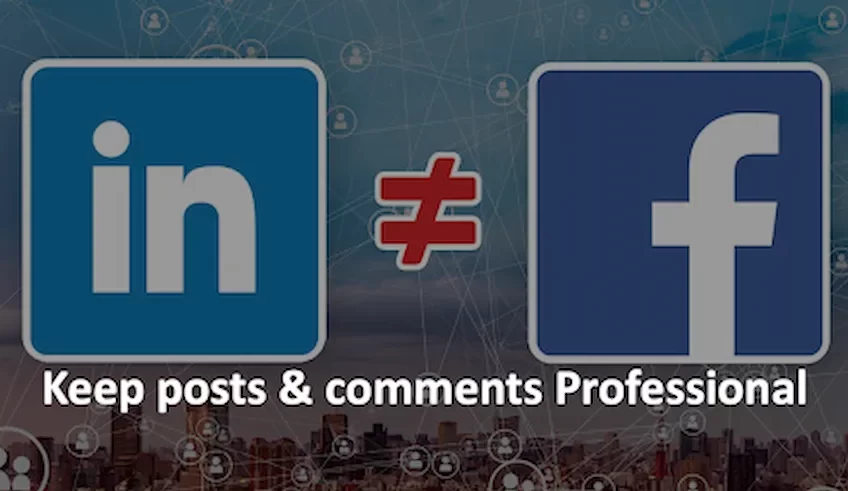 linked in and facebook logos with unequal signs in between