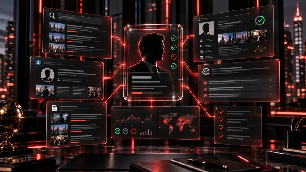 AI reputation audit connecting an executive profile to trusted online sources